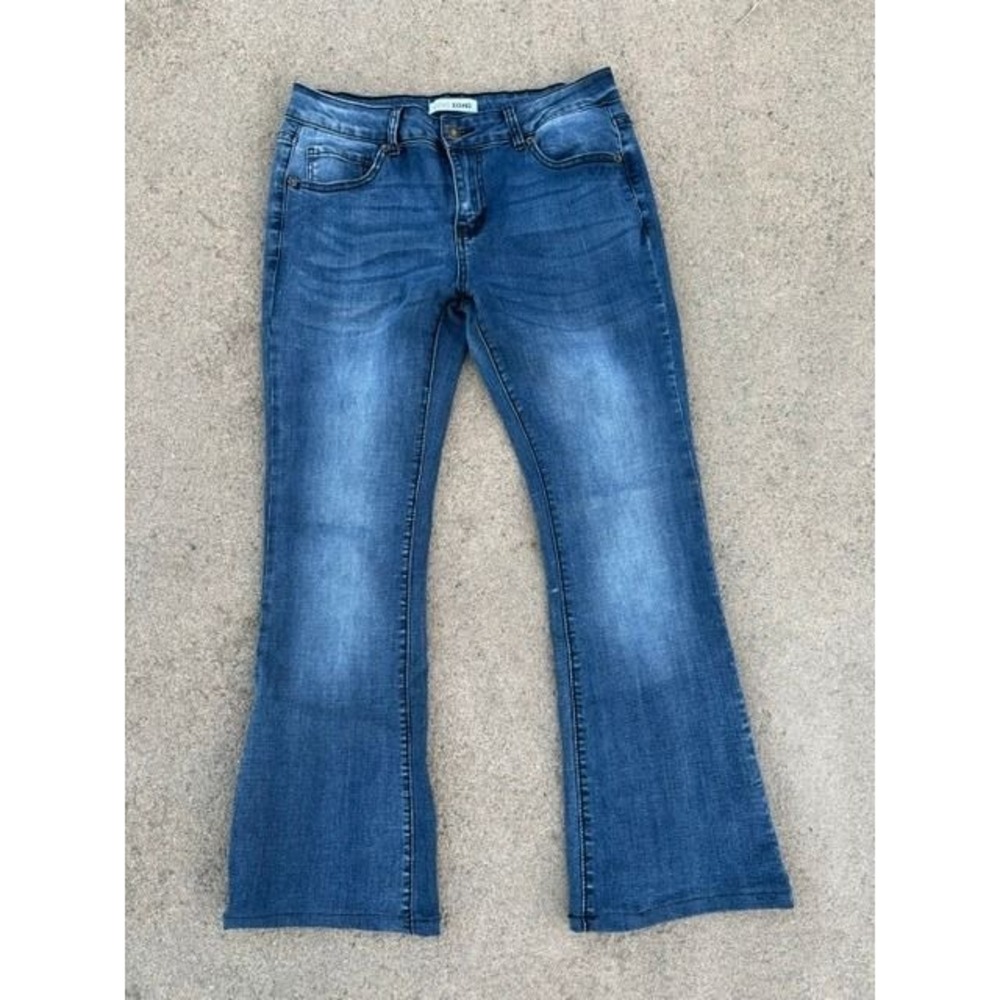 Love Soho Womens Blue Flare Leg Denim Jeans Medium Wash Size 11 Retro Boho